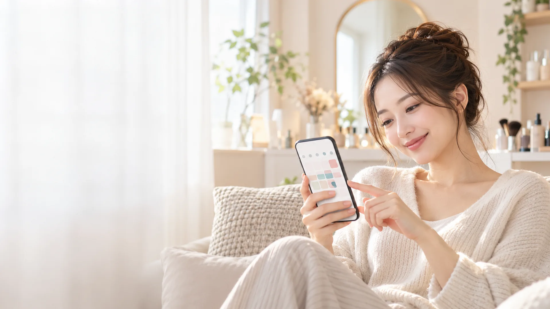 自宅のソファでスマホから予約するお客様